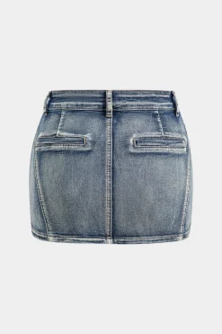Denim High Waist Pocket Zipper Skirt