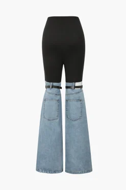 Denim Hybrid Flare Leg Pants