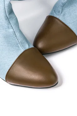 Denim Patchwork High Heel Almond Toe Over The Knee Boots