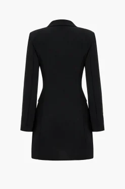 Denim Patchwork Long Sleeve Blazer Suit Mini Dress