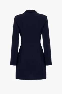 Denim Patchwork Long Sleeve Blazer Suit Mini Dress