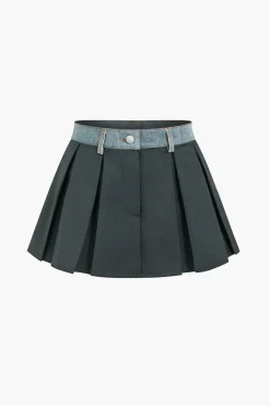 Denim Patchwork Mini Skirt