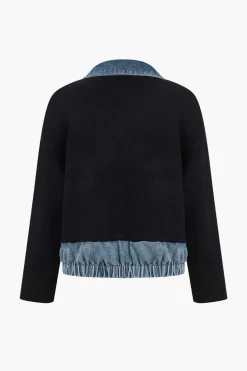 Denim Patchwork Pocket Sweater Cardigan