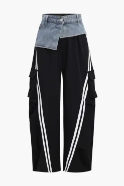 Denim Patchwork Pocket Trousers