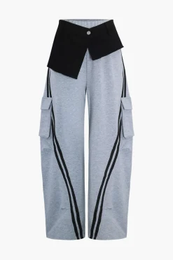 Denim Patchwork Pocket Trousers
