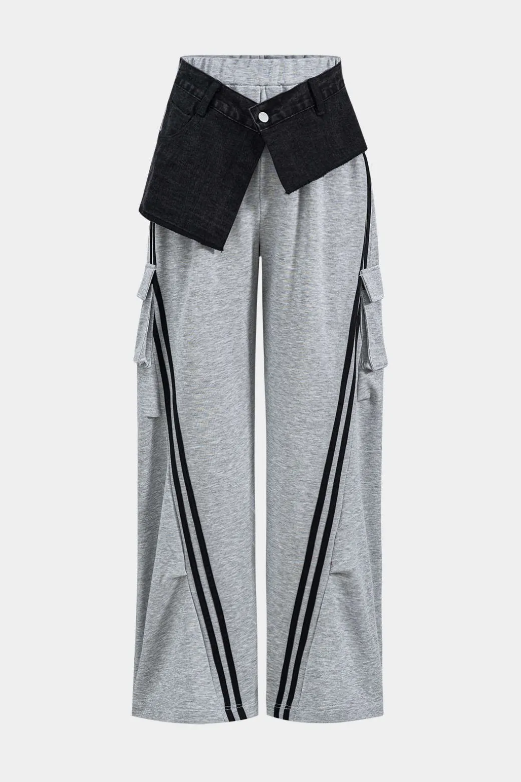 Denim Patchwork Pocket Trousers