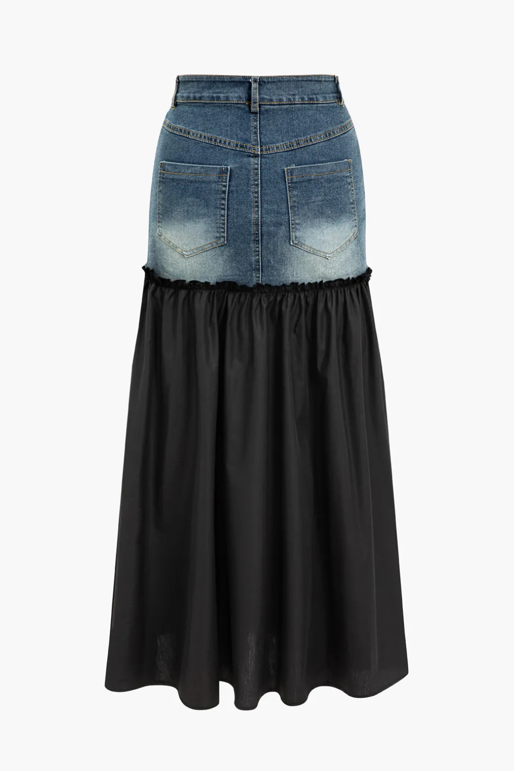 Denim Patchwork T-shirt And Skirt Set