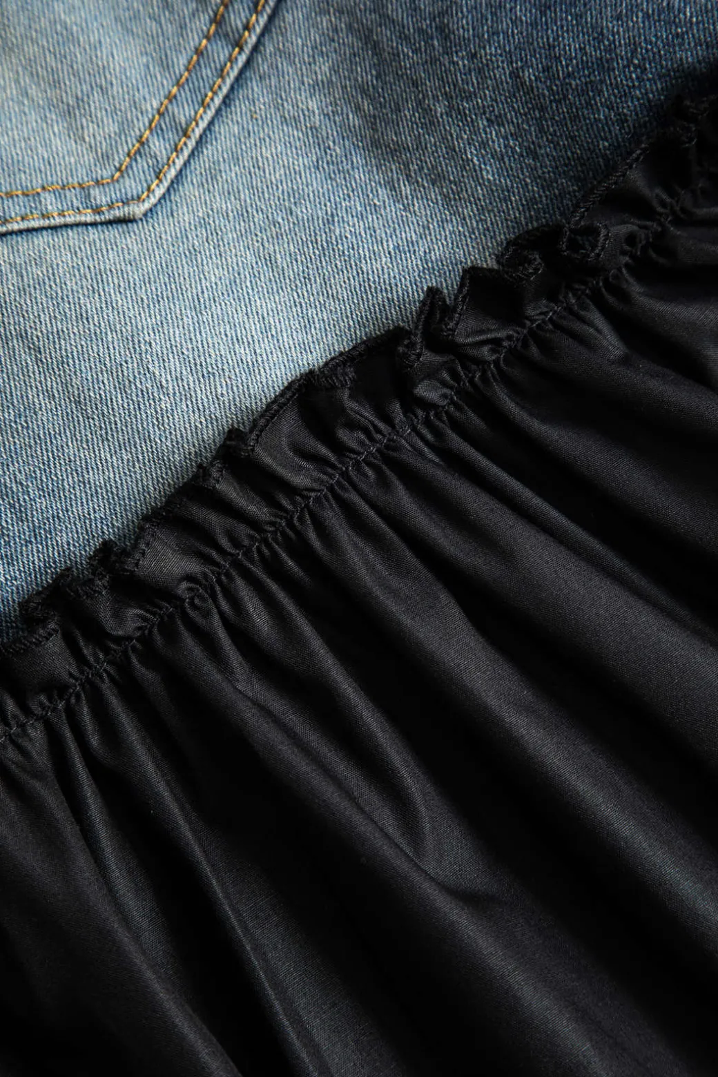 Denim Patchwork T-shirt And Skirt Set