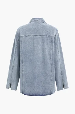Denim Pocket Buttons Long Sleeve Outerwear