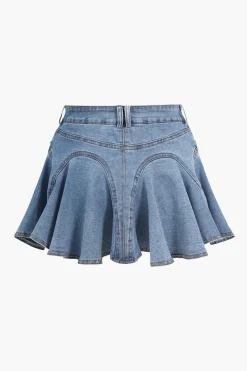 Denim Ruffle Skirt