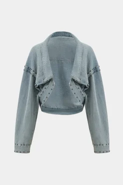 Denim Studded Long Sleeve Outerwear