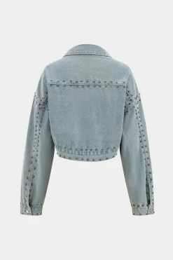 Denim Studded Long Sleeve Outerwear