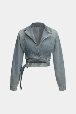 Denim Tie-Up Crossed Outerwear