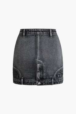 Denim Zip Up Mini Skirt