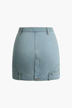 Denim Zip Up Mini Skirt