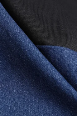 Denim Zipper Patchwork Jacket And Trousers Set