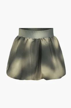 Digital Pattern Ombre Letter Print Button Metallic Zipper Top And Skirt Set