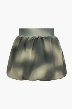 Digital Pattern Ombre Letter Print Button Metallic Zipper Top And Skirt Set