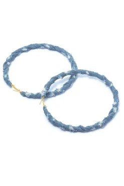 Distressed Denim Hoop Earrings