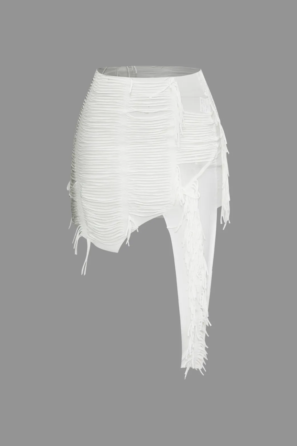 Distressed Halter Cami Top And Asymmetrical Mini Skirt Set
