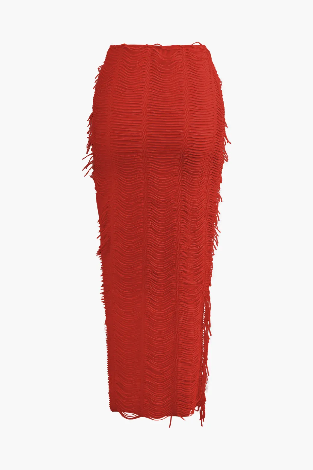 Distressed V-neck Cap Sleeve Crop Top And Slit Maxi Skirt Set