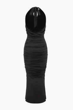 Draped Cowl Neck Sleeveless Maxi Dress