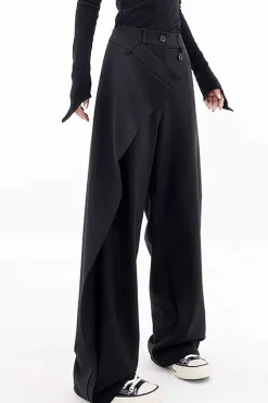 Draped Wrap Straight Leg Suit Pants