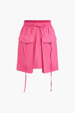 Drawstring Flap Pocket Skirt