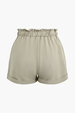 Drawstring Rolled Hem Shorts