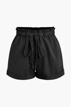 Drawstring Rolled Hem Shorts