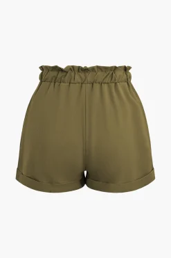 Drawstring Rolled Hem Shorts