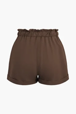 Drawstring Rolled Hem Shorts