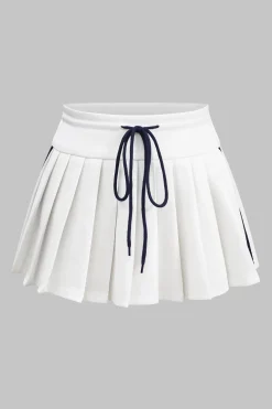 Drawstring Ruched Patchwork Skirt