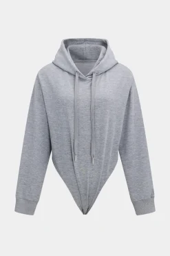 Drawstrings Hooded Long-Sleeve Top And Trousers Set
