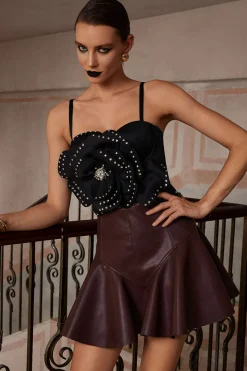 Embellished Floral Appliqué Bustier Top