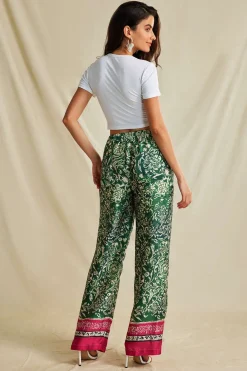Ethnic Floral Print Wide Leg Pants