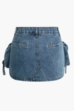 Faded Pocket Denim Mini Skirt