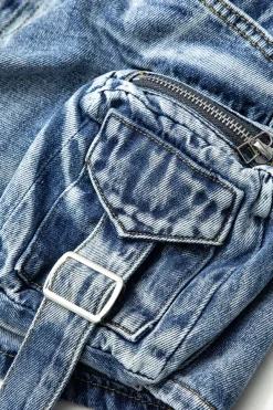 Faded Pocket Denim Mini Skirt