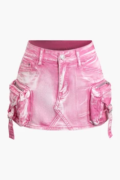 Faded Pocket Denim Mini Skirt