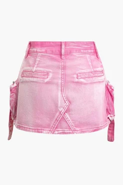 Faded Pocket Denim Mini Skirt
