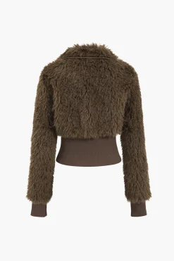 Faux Fur Knit Zipper Cardigan