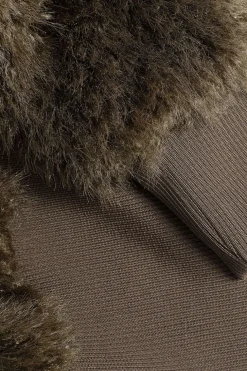 Faux Fur Knit Zipper Cardigan