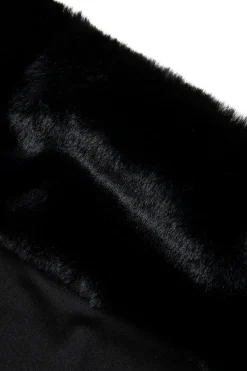 Faux Fur Trim Off Shoulder Midi Dress