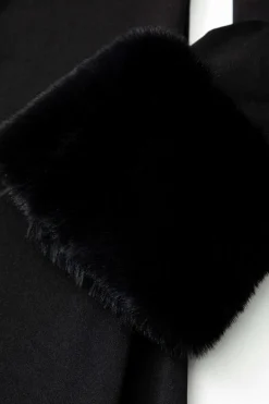 Faux Fur Trim Off Shoulder Midi Dress