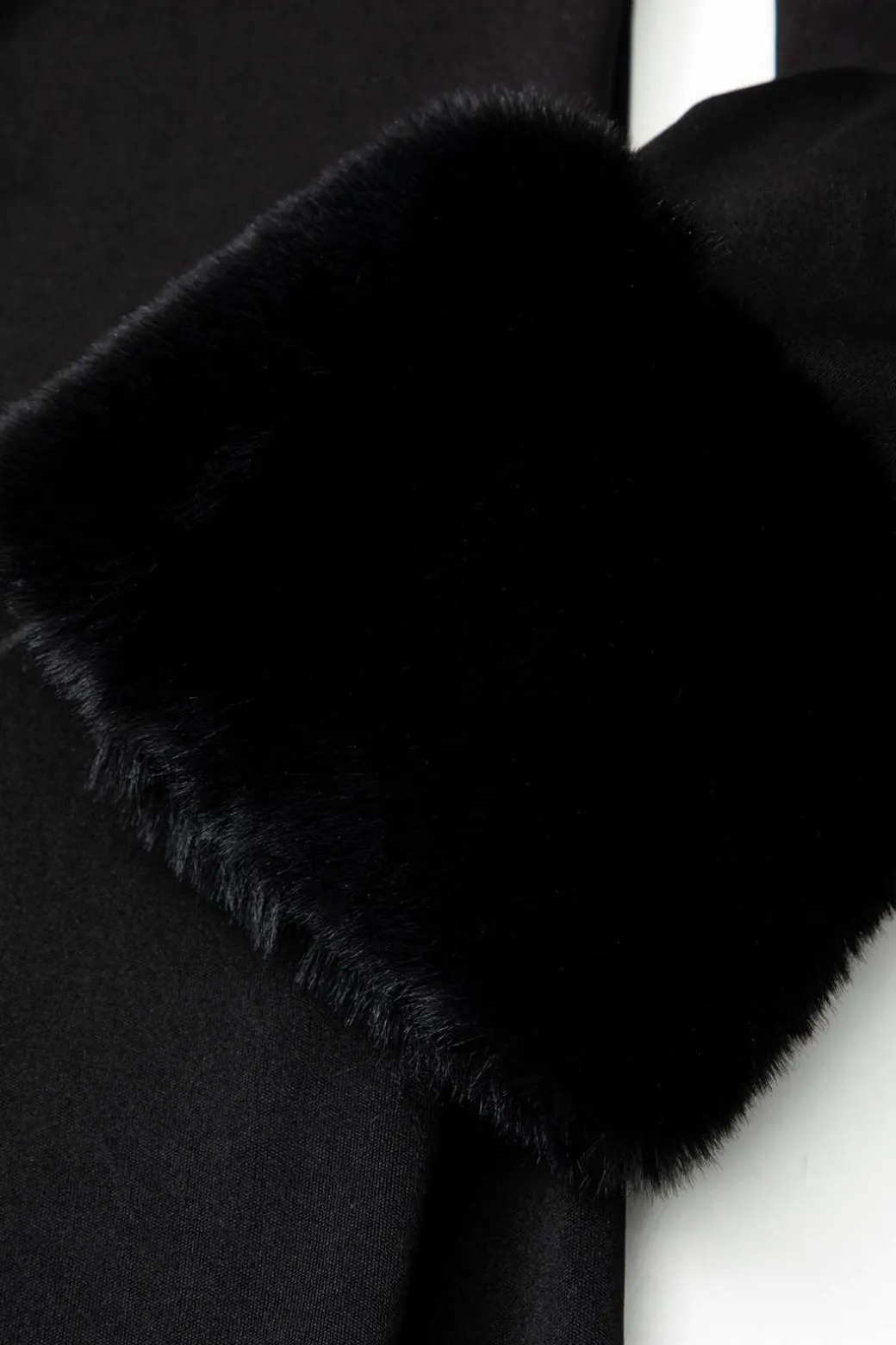 Faux Fur Trim Off Shoulder Midi Dress