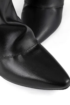 Faux Leather Almond Toe Mid Calf Boots