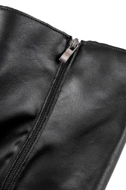 Faux Leather Almond Toe Mid Calf Boots