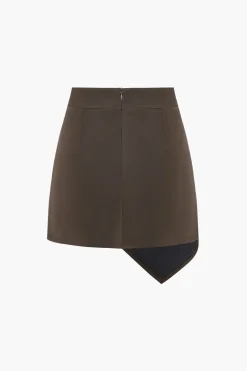Faux Leather Asymmetrical Button Ruched Skirt