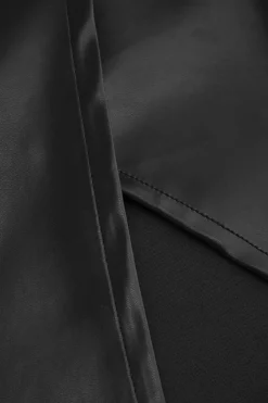 Faux Leather Asymmetrical Ruched Skirt
