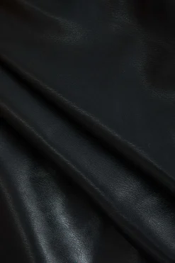 Faux Leather Asymmetrical Twist Knot Zipper Mini Dress